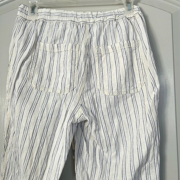Anthropologie Off White Linen Blend Summer Beachy striped pants size XS - Picture 7 of 16